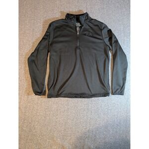 Real Tree Sweater Mens Large Long Sleeve Mock Neck 1/4 Zip Pullover Black